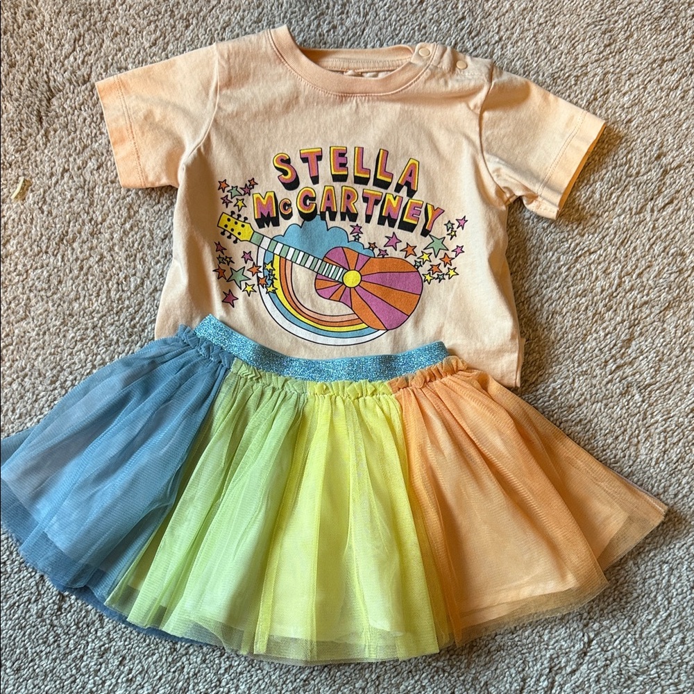 Stella McCartney Kids Peach Tee and Ombre Tulle Skirt